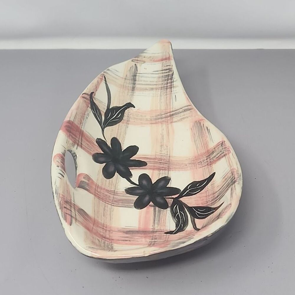 Handcrafted‎ Decorative Spoon Rest Pink Leaf Shape Floral Design Japanese Chic